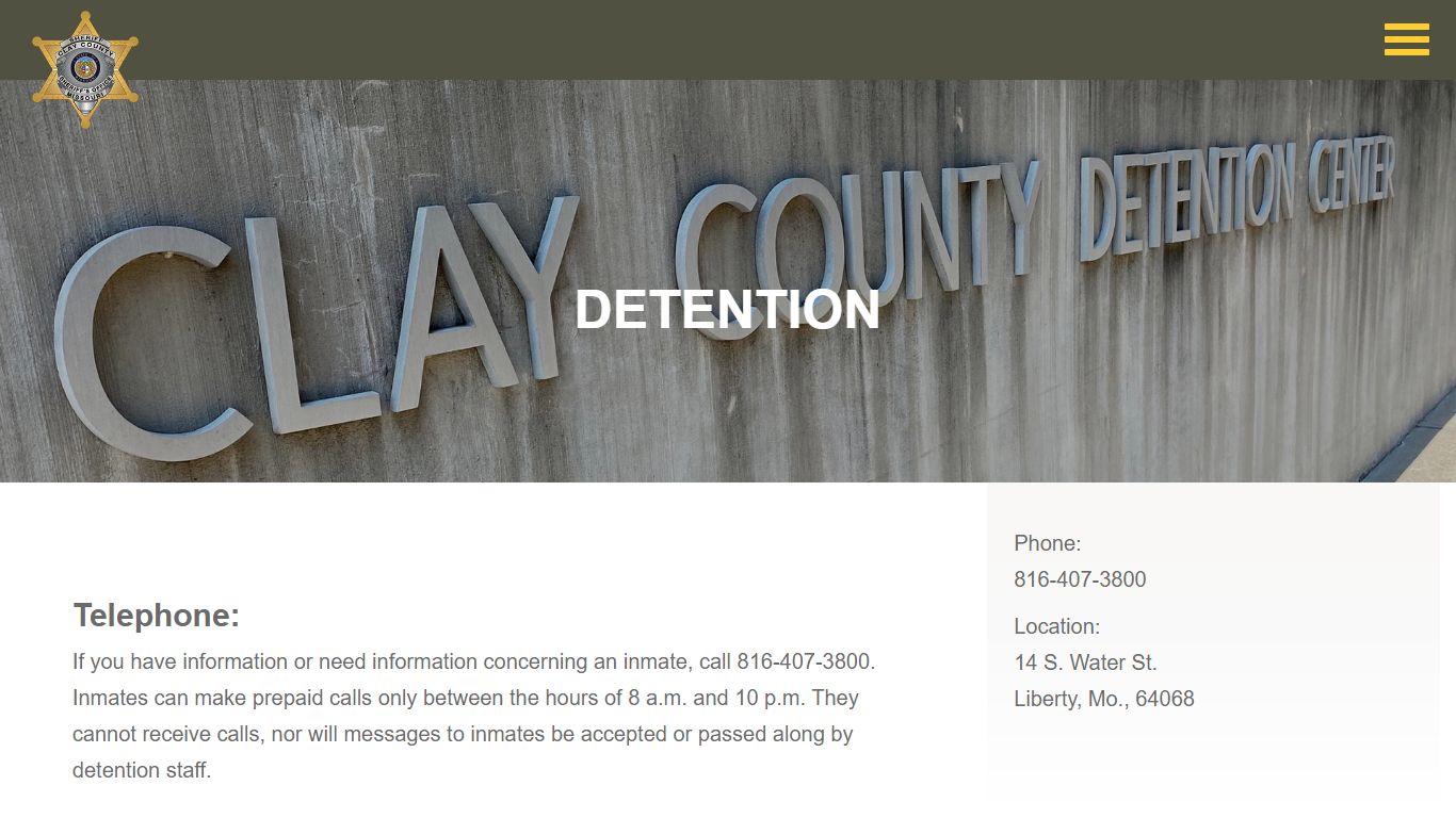 Detention Center | Missouri | Clay County Sheriff's Office